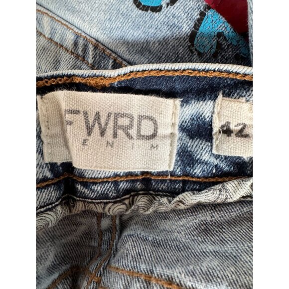FWRD Denim Distressed Mens Graffiti Jeans Size 42 With Colorful Graphic Details - Picture 8 of 16